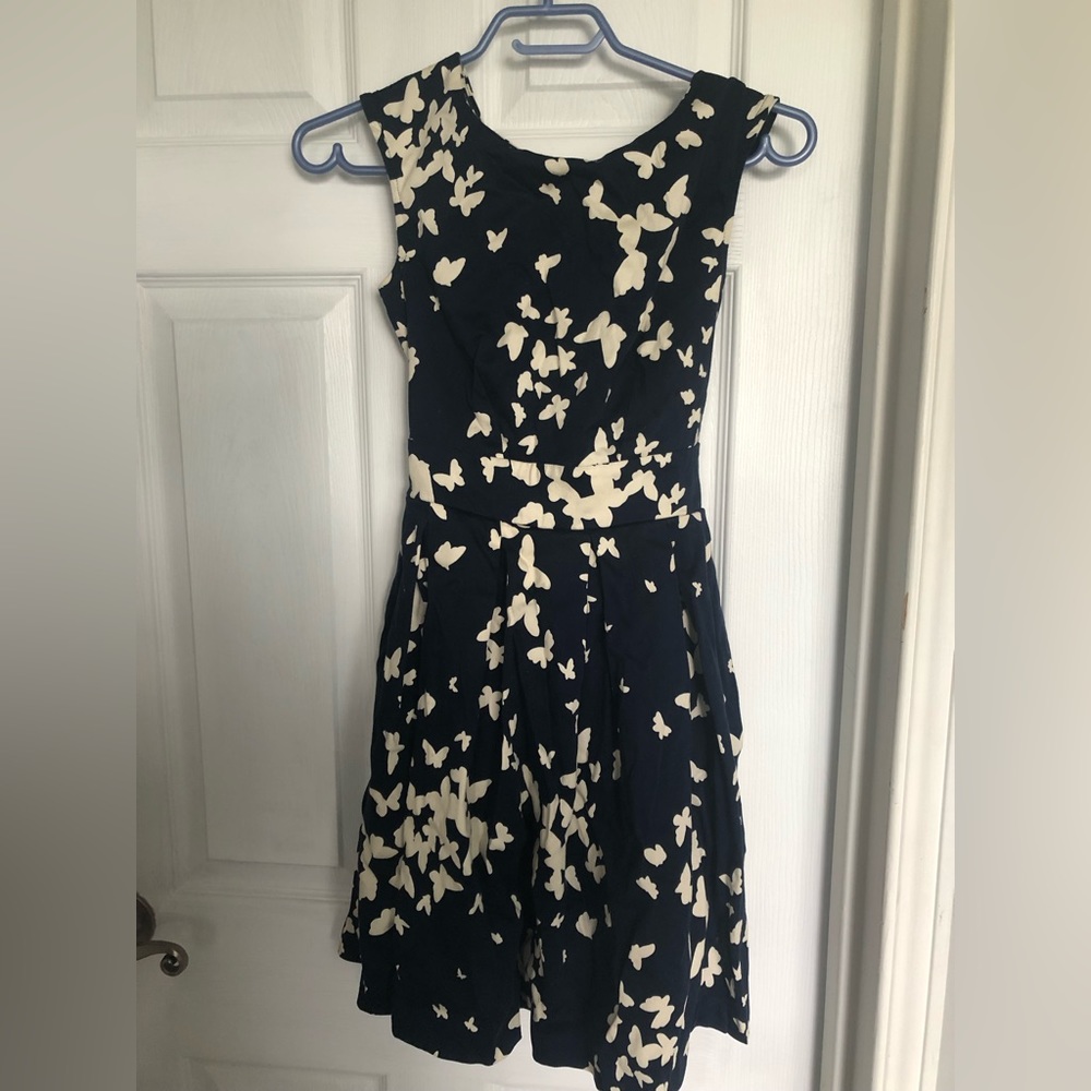 Size 2 Butterfly Print Fit and Flare Cocktail Dress
